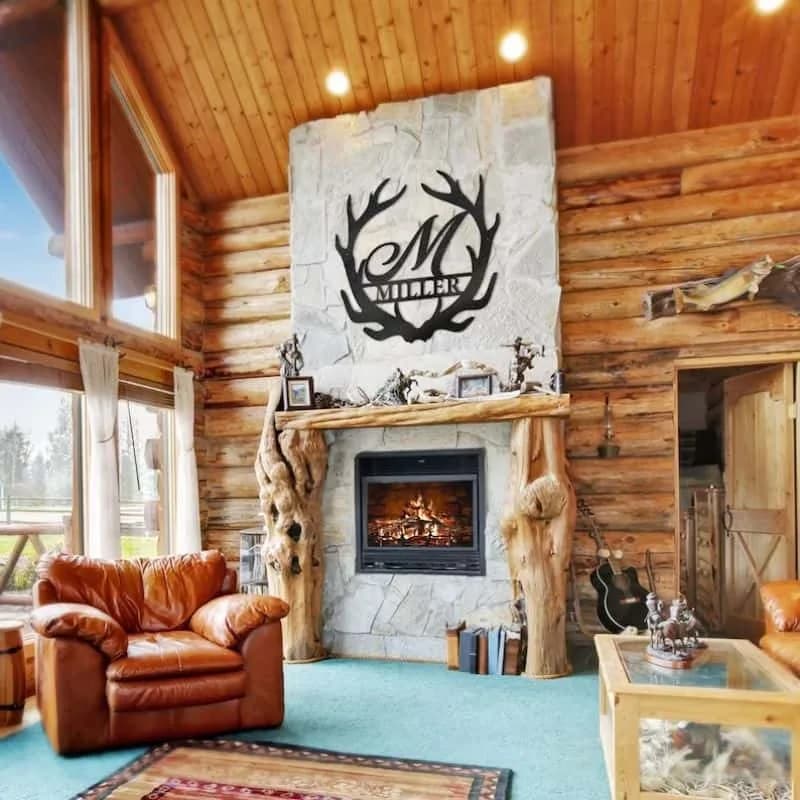 Antler Monogram Deer Metal Sign