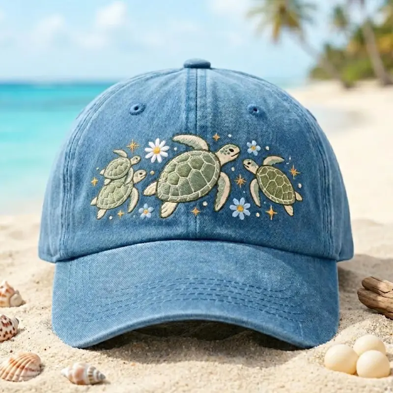 Floral Sea Turtle Beach Cap